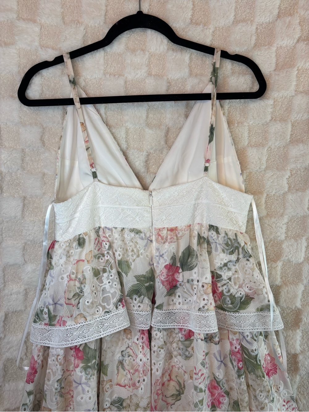 Giani Binni Moditi Floral Chiffon Midi Dress in Soft Ivory and Pink Size 10 - Picture 6 of 9